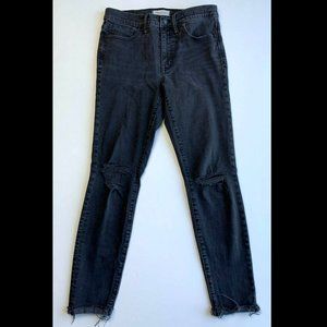 Madewell 9" High Rise Skinny Gray/Faded Black Stretch Jeans Raw Hem - US Size 29